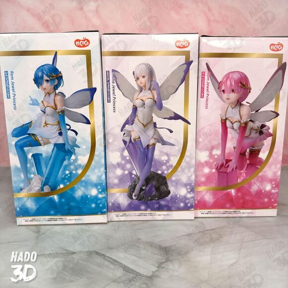 Re:Zero Emelia Rem & Ram Jewel Princess Anime Figures RoundOne Limited - Picture 3 of 7